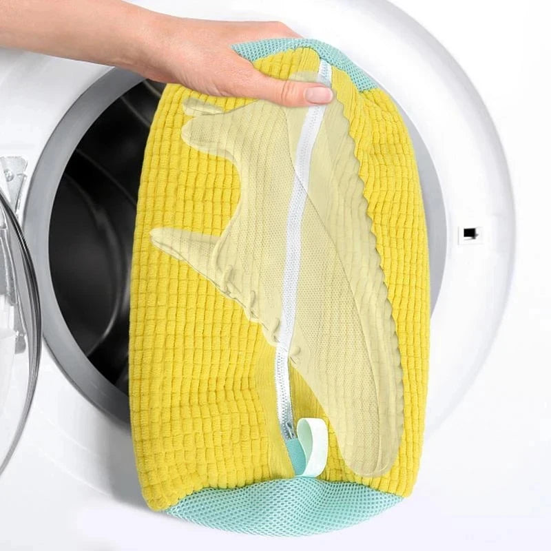 Effortless Shoe Care: 1/2PCS Cotton Washing Bag for Shoes & Clothes - Anti-Deformation & Dirt Removal Organizer