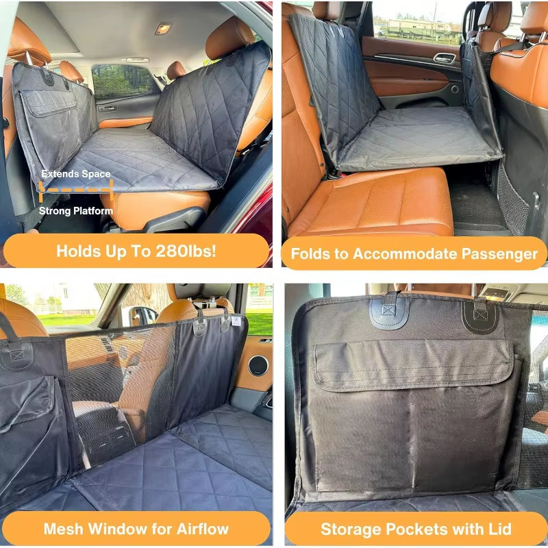 Dog & Cat Car Seat Cover - Protect Your Car's Interior! Waterproof Back Seat Row Dog & Cat Hammock - Nonslip Cover Safety Cushion 