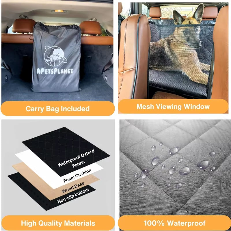 Dog & Cat Car Seat Cover - Protect Your Car's Interior! Waterproof Back Seat Row Dog & Cat Hammock - Nonslip Cover Safety Cushion 