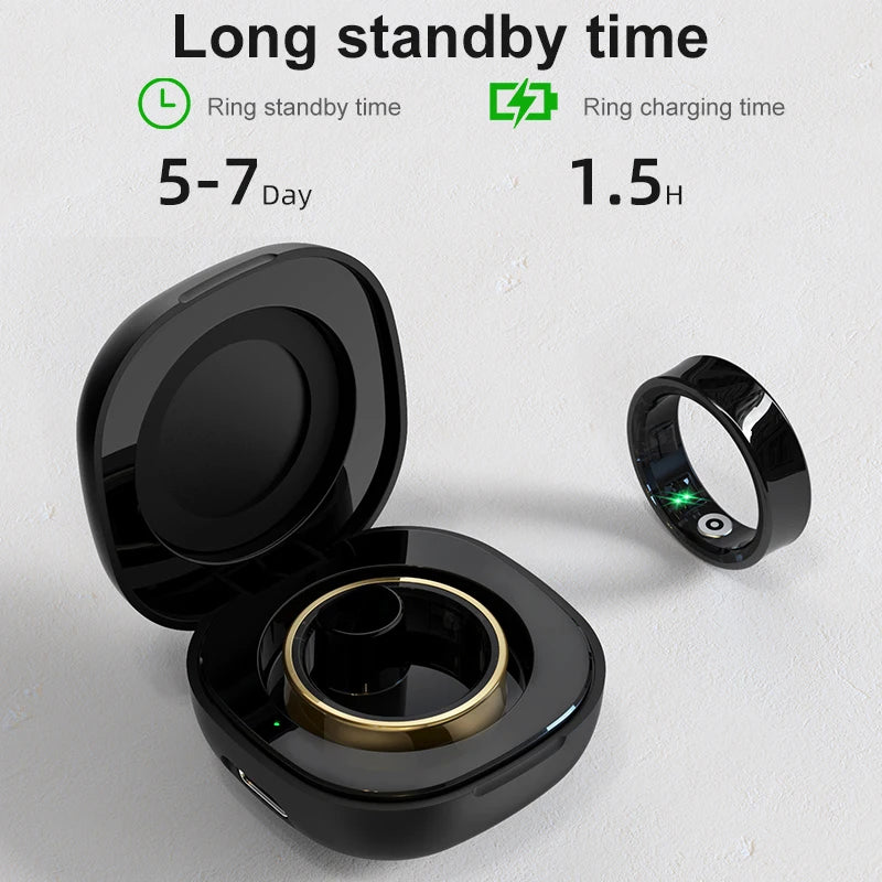 The Hack Book Smart Ring - Sleep Apnea Monitoring + Health & Temperature Monitoring for Men & Women - Waterproof - for Android & iOS