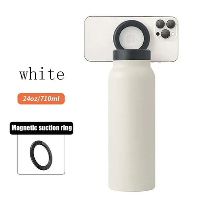 MagSafe Water Bottle - No Tripod Needed! 24Oz Stainless Steel Insulated Water Bottle with Magnetic Tripod Phone Holder