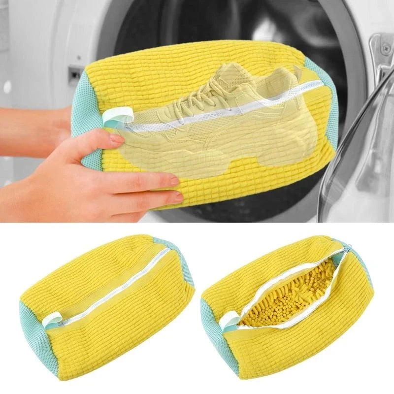 Effortless Shoe Care: 1/2PCS Cotton Washing Bag for Shoes & Clothes - Anti-Deformation & Dirt Removal Organizer